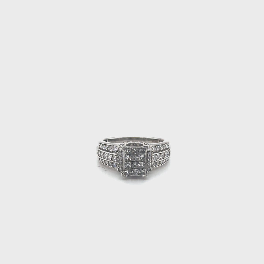 18ct White Gold Diamond Fancy Ring (c. 1.00ct) - Size M 1/2
