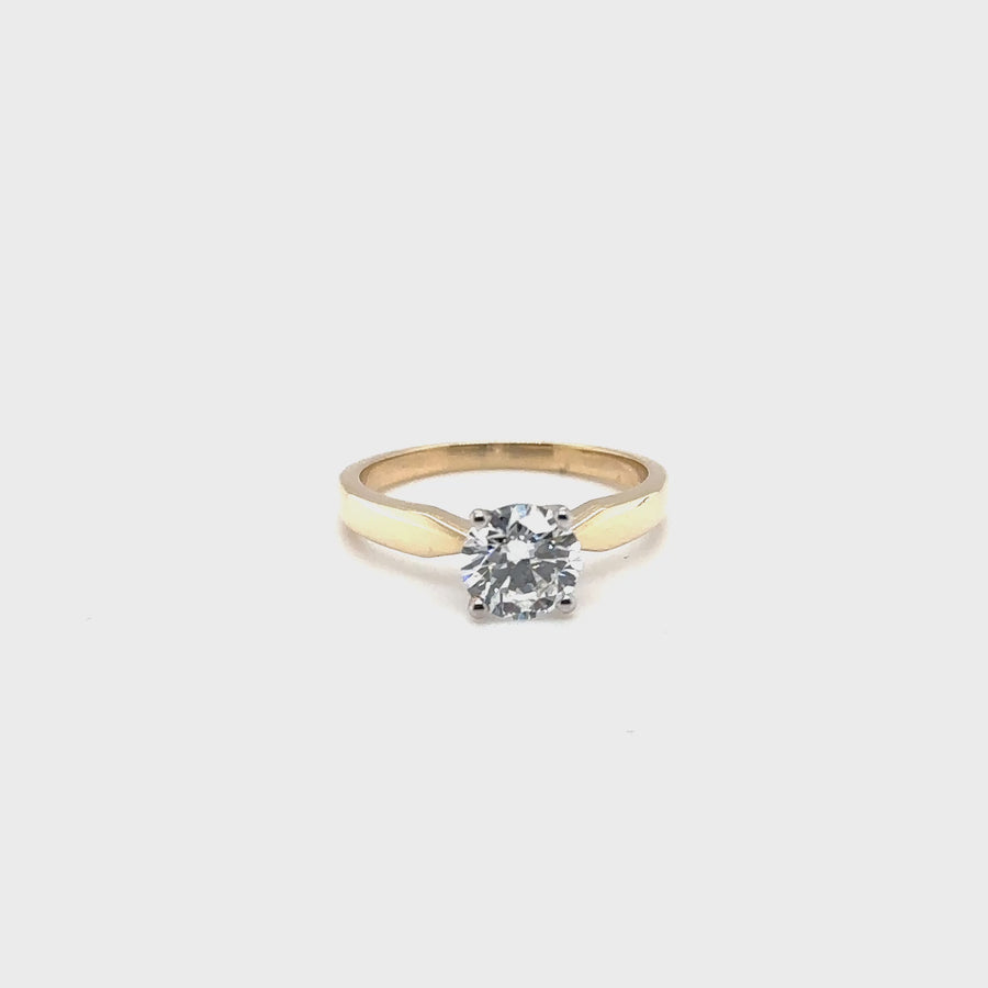 9ct Yellow Gold Single Stone Lab Grown Diamond Ring (c. 1.00ct) - Size L - NEW!