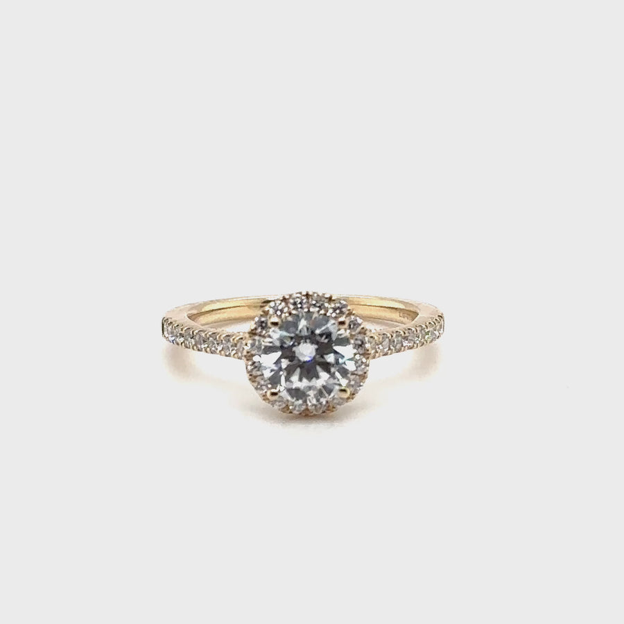 9ct Yellow Gold Lab Grown Diamond Halo Ring (c. 1.50ct) - Size N - NEW!