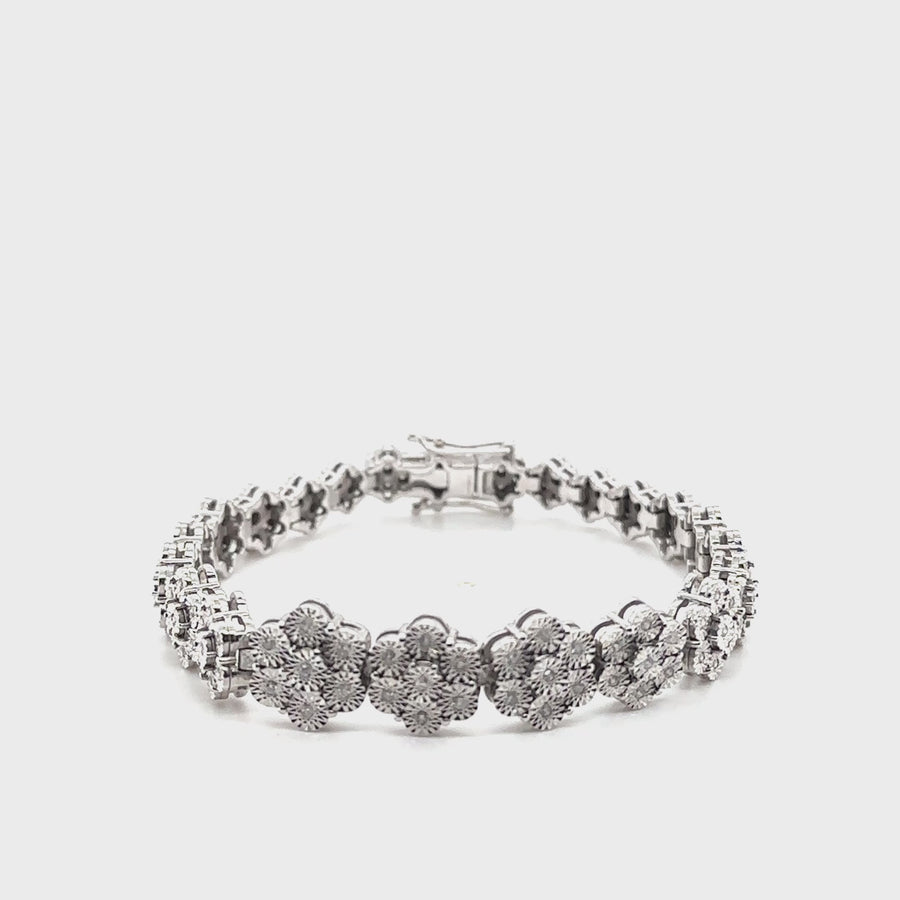 9ct White Gold Diamond Set Bracelet (c. 1.20ct)