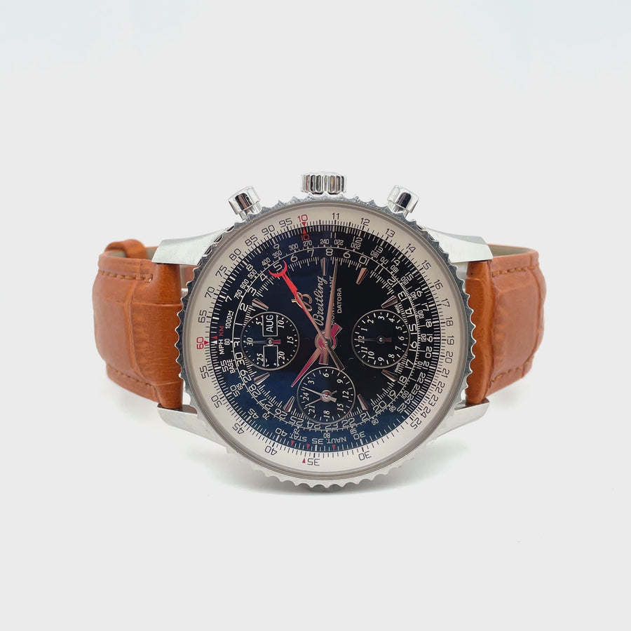 Pre-Owned Stainless Steel and Leather Strap Mont Brilliant Datora Breitling Watch (Gents)