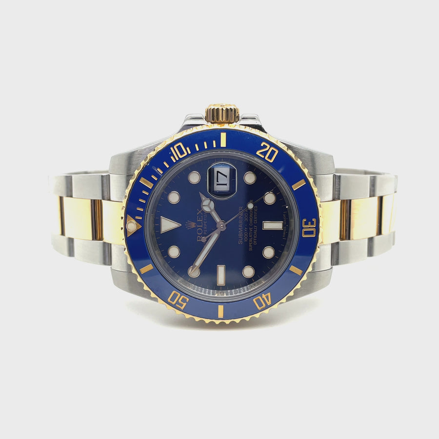 Pre-Owned Stainless Steel and 18ct Yellow Gold Bi-Colour Submariner (Gents)