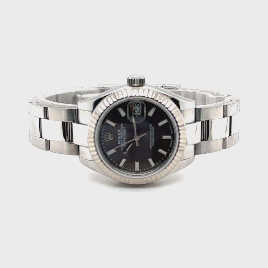 Pre-Owned Stainless Steel Grey Dial Datejust Rolex (Ladies)