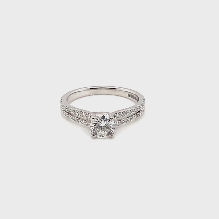 18ct White Gold Single Stone Diamond Ring With Diamond Shoulders (c. 1.15ct) - Size M (NEW!)