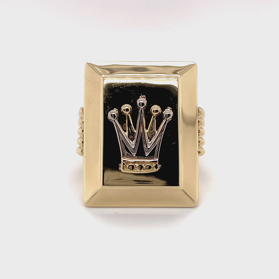 14ct Bi-Colour Fancy Crown Ring - Size Y (NEW!)