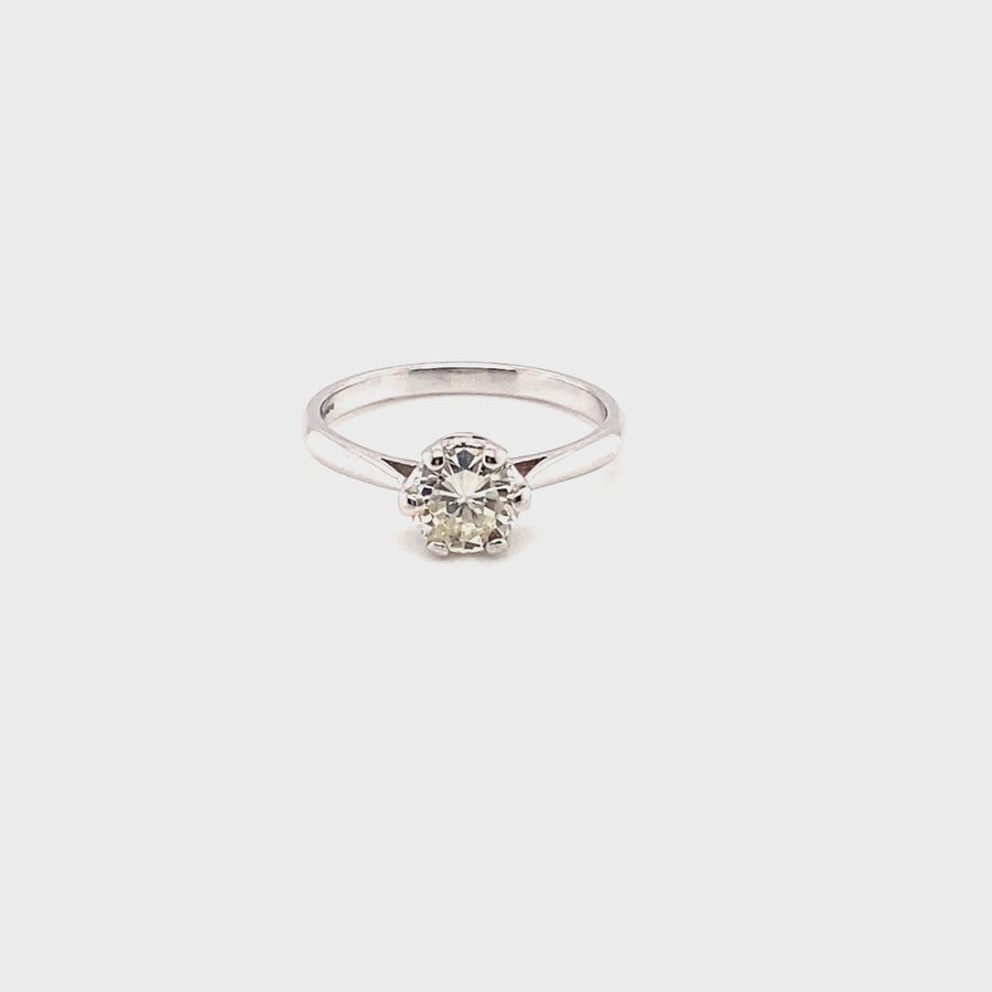 18ct White Gold Single Stone Diamond Ring (c. 0.85ct) - Size N