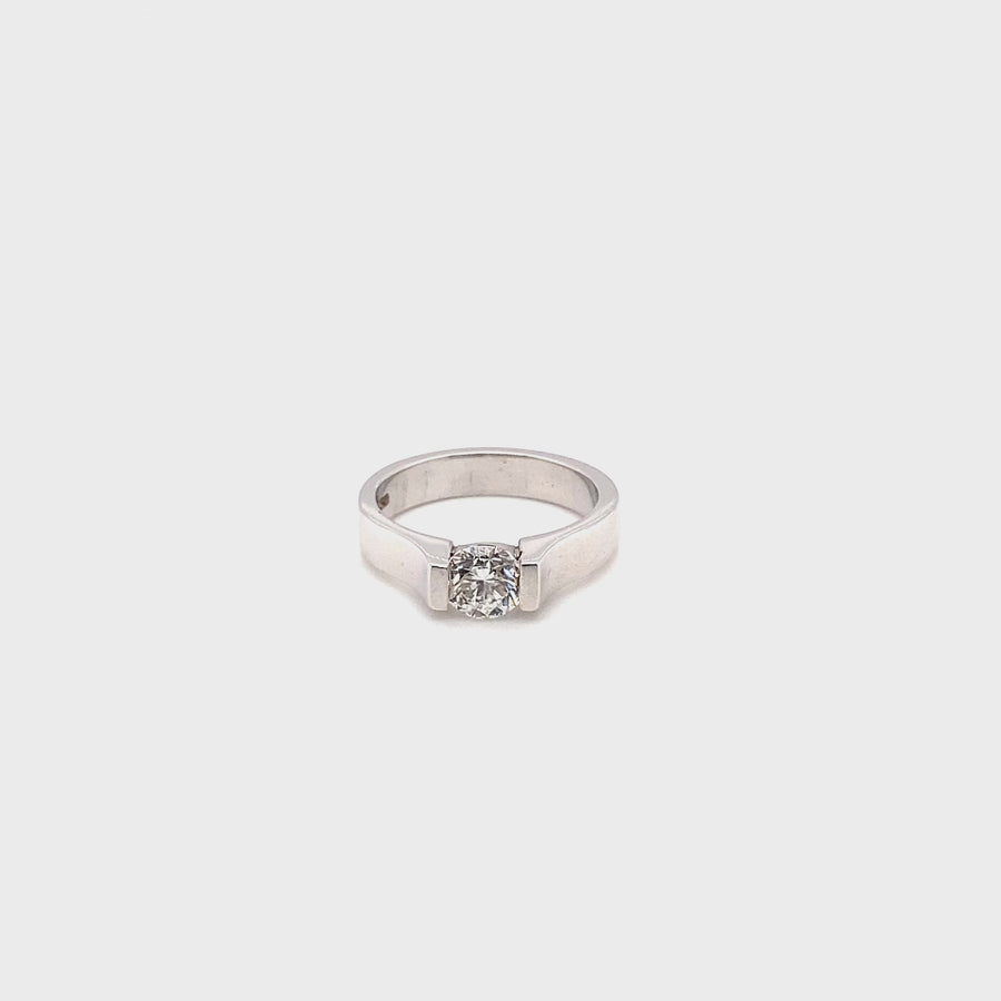 18ct White Gold Single Stone Diamond Ring (c. 1.00ct) - Size O