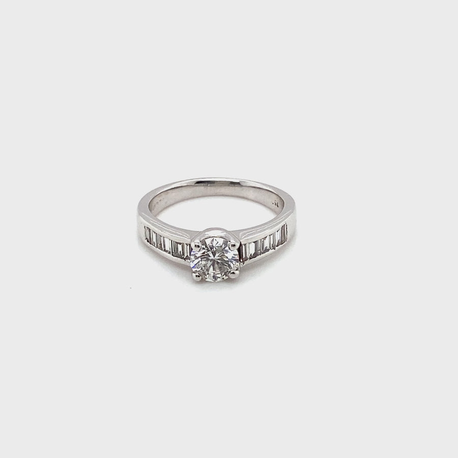 18ct White Gold Single Stone Diamond Ring With Diamond Shoulders (c. 0.55ct) - Size K