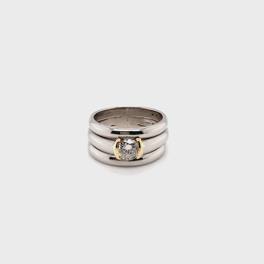 Platinum Single Stone Diamond Band Ring (c. 0.45ct) - Size M 1/2