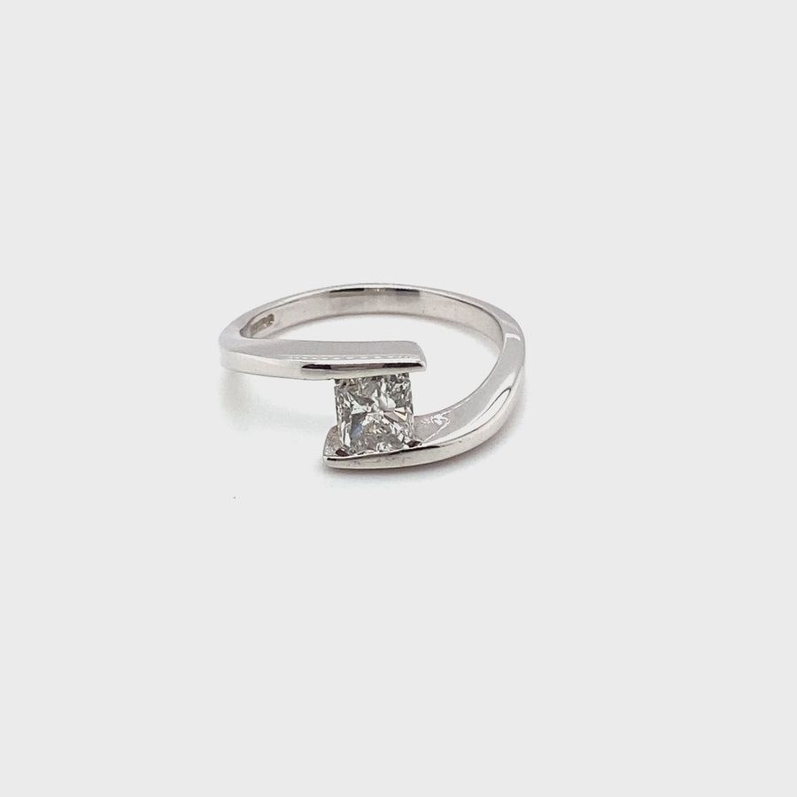 18ct White Gold Single Stone Diamond Ring (c. 0.85ct) - Size R