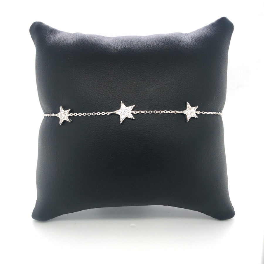 Sterling Silver Cubic Zirconia Fancy Star Bracelet (NEW!)