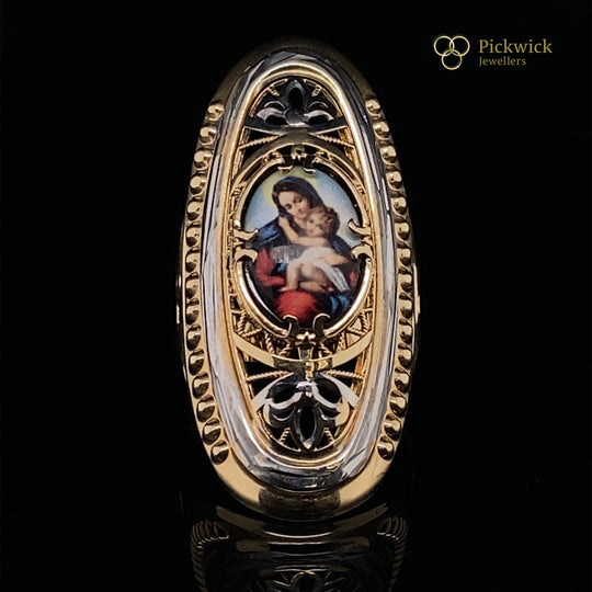 14ct Bi-Colour Gold Fancy Saint Maria Ring - Size U (NEW!)