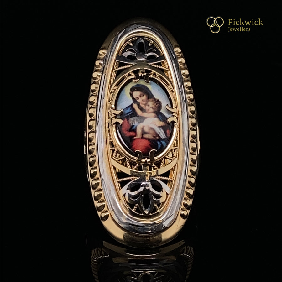 14ct Bi-Colour Gold Fancy Saint Maria Ring - Size U (NEW!)