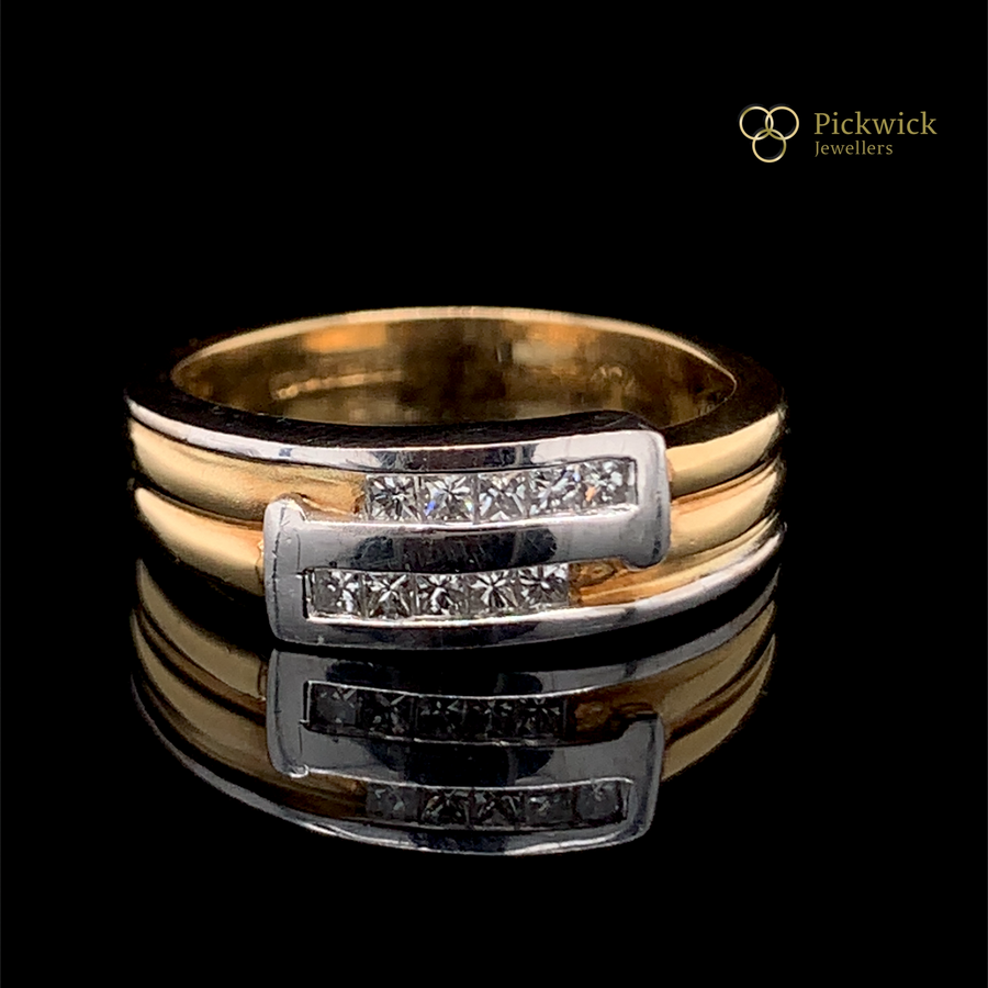 9ct Bi-Colour Diamond Band Ring (c. 0.15-0.20ct) - Size K