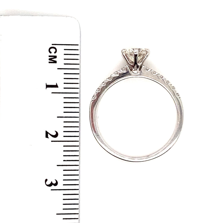 18ct White Gold Single Stone Diamond Ring With Diamond Shoulders (c. 0.80ct) - Size L