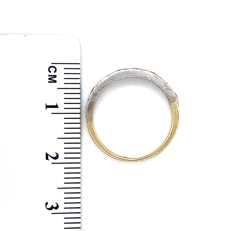 18ct Yellow Gold Diamond and Sapphire Half Eternity Ring - Size J 1/2
