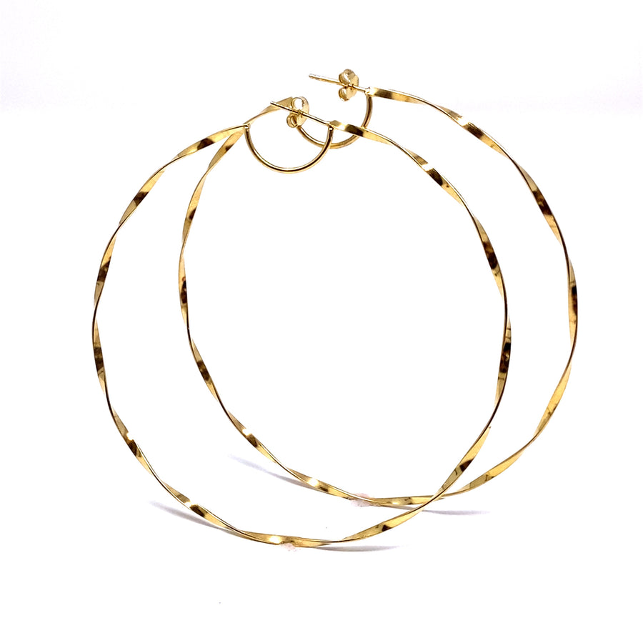 14ct Gold Plated Sterling Silver Large Twisted Hoop Earrings (NEW!)