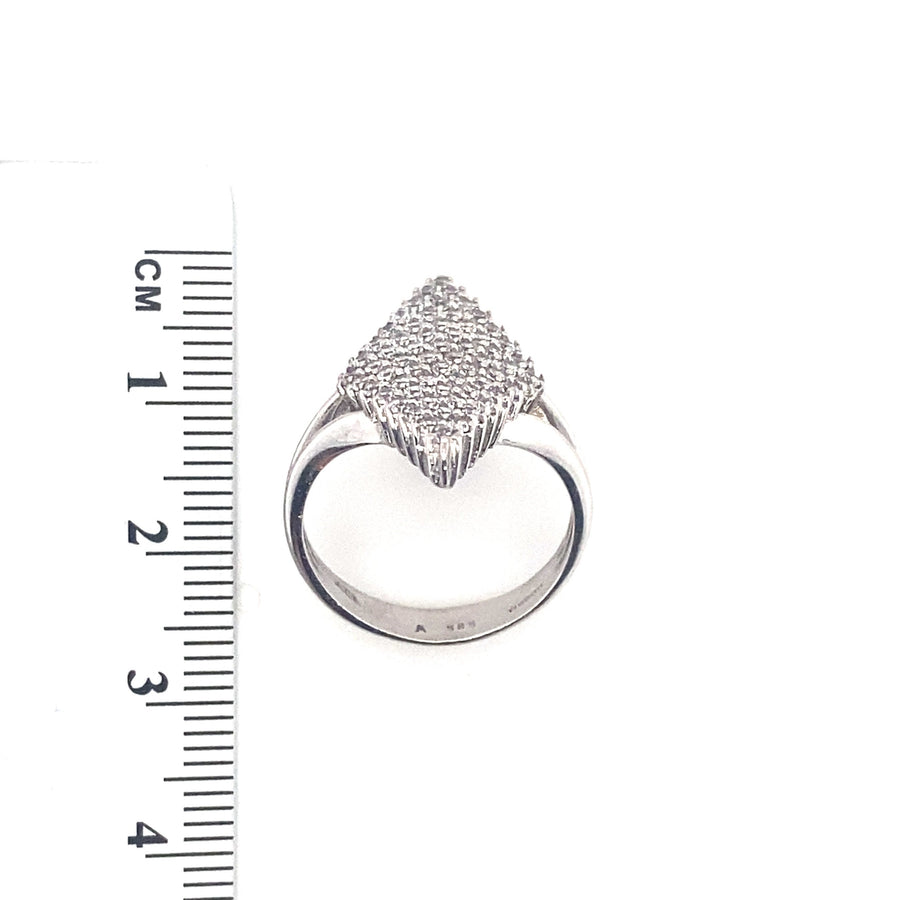 14ct White Gold Cubic Zirconia Ring - Size L