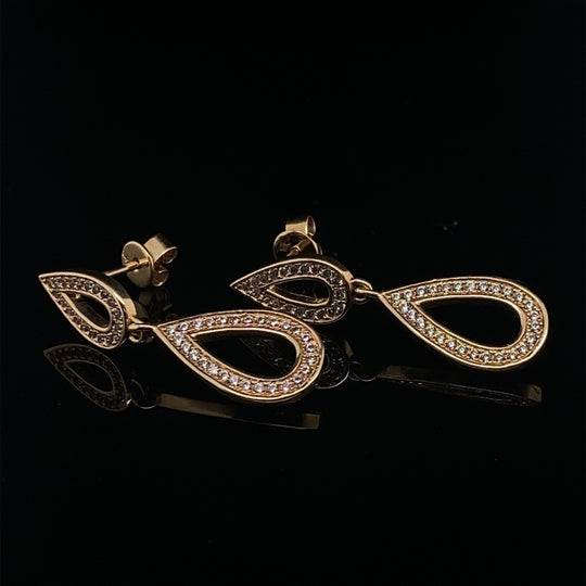 14ct Yellow Gold Cubic Zirconia Drop Earrings (NEW!)