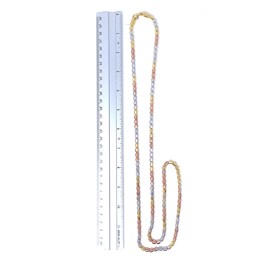 Sterling Silver Tri-Colour Bead Chain (36") NEW!