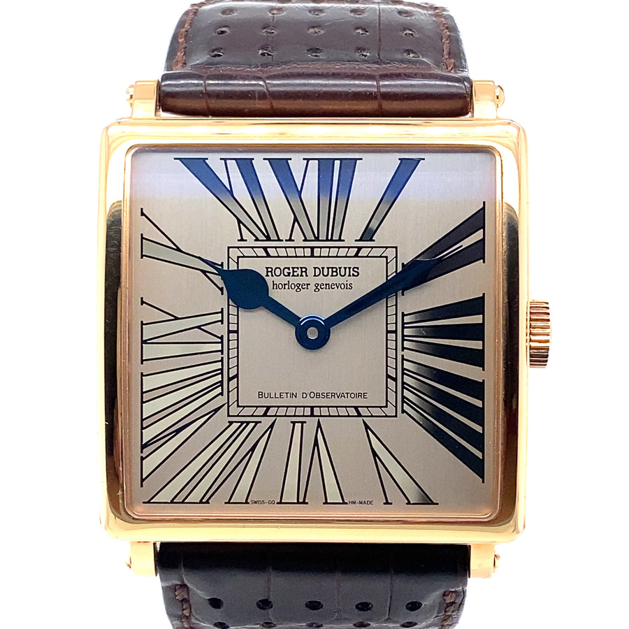 Pre-Owned Roger Dubuis Bulletin D'Observatoire 18ct Yellow Gold Square Face and Leather Watch (Gents)