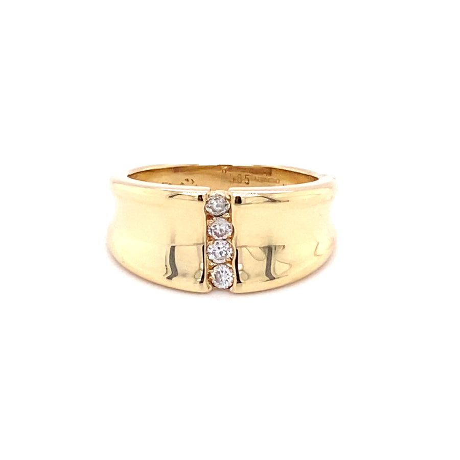 14ct Yellow Gold Four Stone Cubic Zirconia Band Ring - Size P
