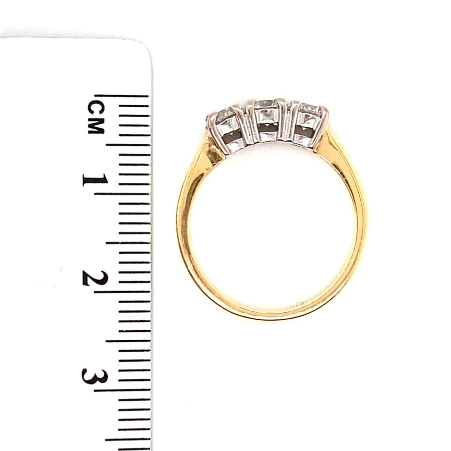 18ct Yellow Gold Three Stone Diamond Ring (c. 0.75ct) - Size L 1/2