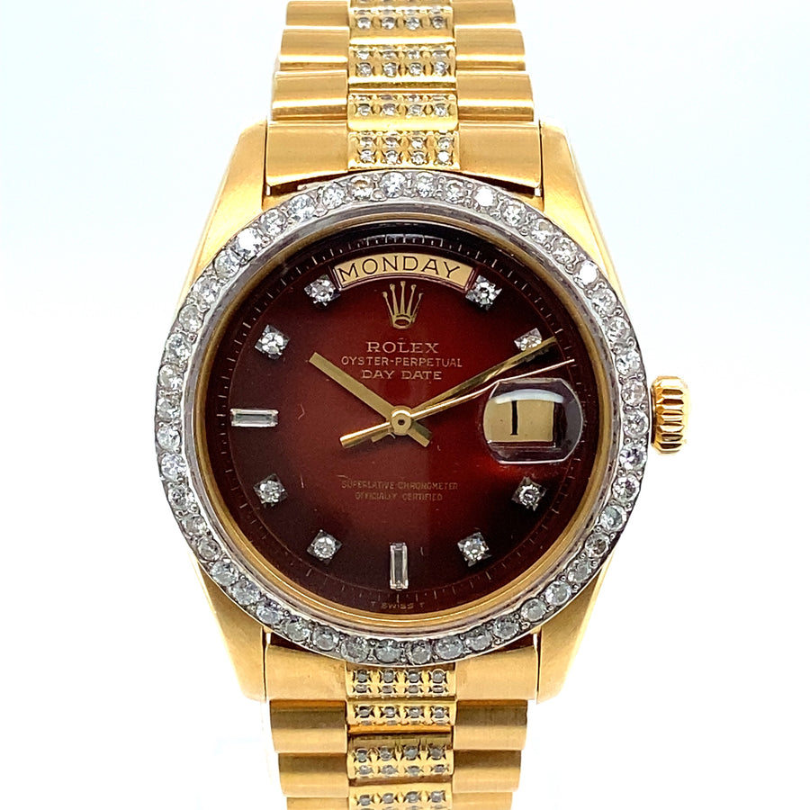 Pre-Owned 18ct Yellow Gold Diamond Set Day-Date Rolex (Gents)