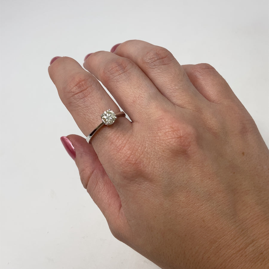 18ct White Gold Single Stone Diamond Ring (c. 0.80ct) - Size P 1/2