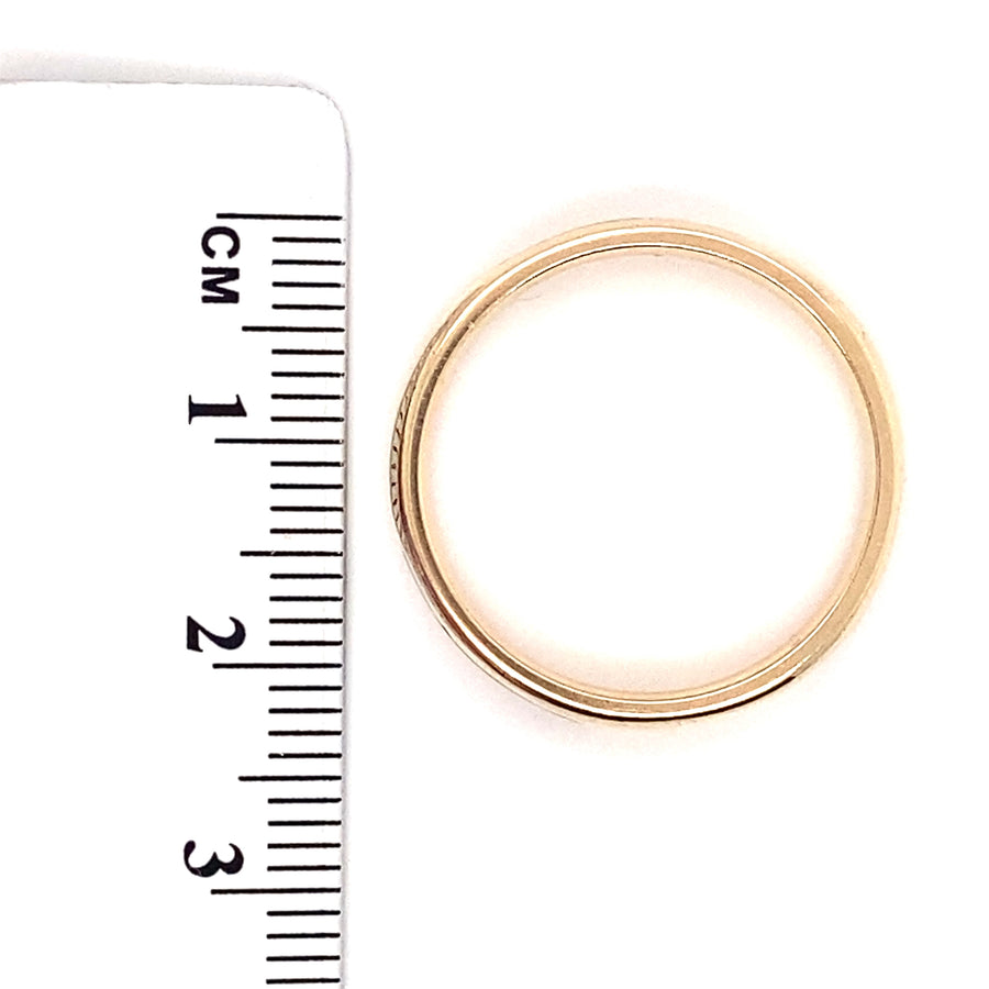 9ct Yellow Gold Black Enamel Band Ring - Size S