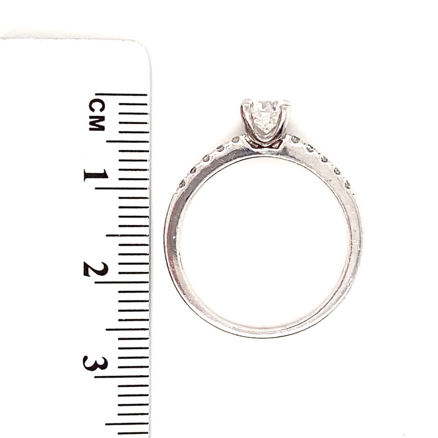 18ct White Gold Single Stone Diamond Ring With Diamond Shoulders (c. 0.70ct) - Size O 1/2