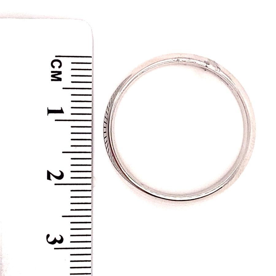 9ct White Gold Plain Band Ring - Size V