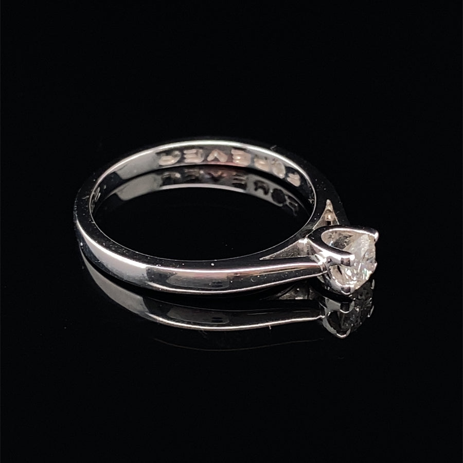 18ct White Gold Single Stone Diamond Ring - Size K