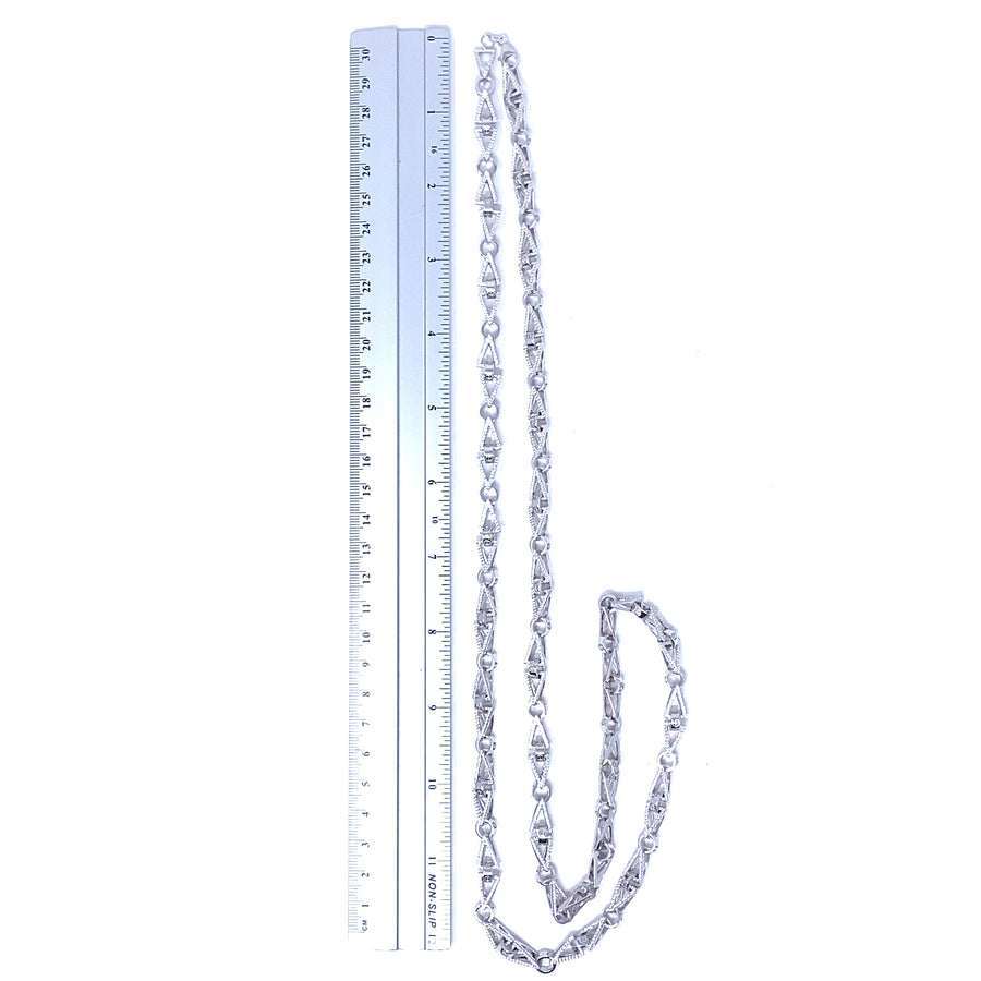 Sterling Silver Cubic Zirconia Shapes Chain (34") NEW!