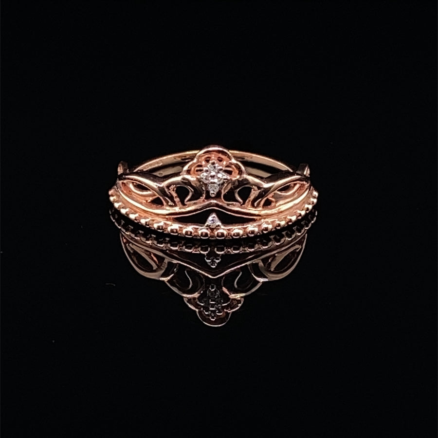 14ct Rose Gold Lance Fischer Diamond Ring (c. 0.019ct) - Size M