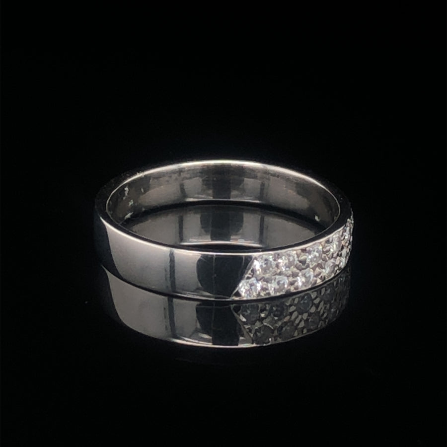 Platinum Diamond Band Ring (c. 0.15-0.20ct) - Size P 1/2