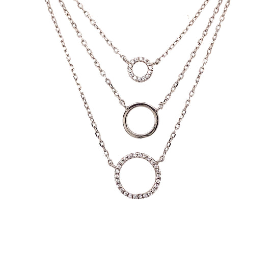 Sterling Silver Multi-Circle Cubic Zirconia Chain 16" (NEW!)