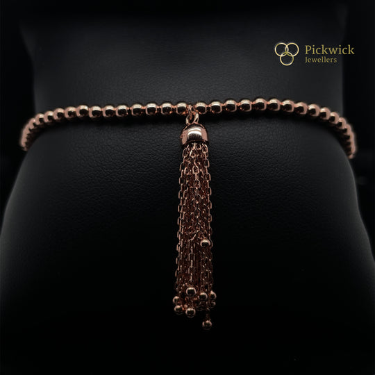 Sterling Silver Rose Tone Tassel Bracelet (NEW!)