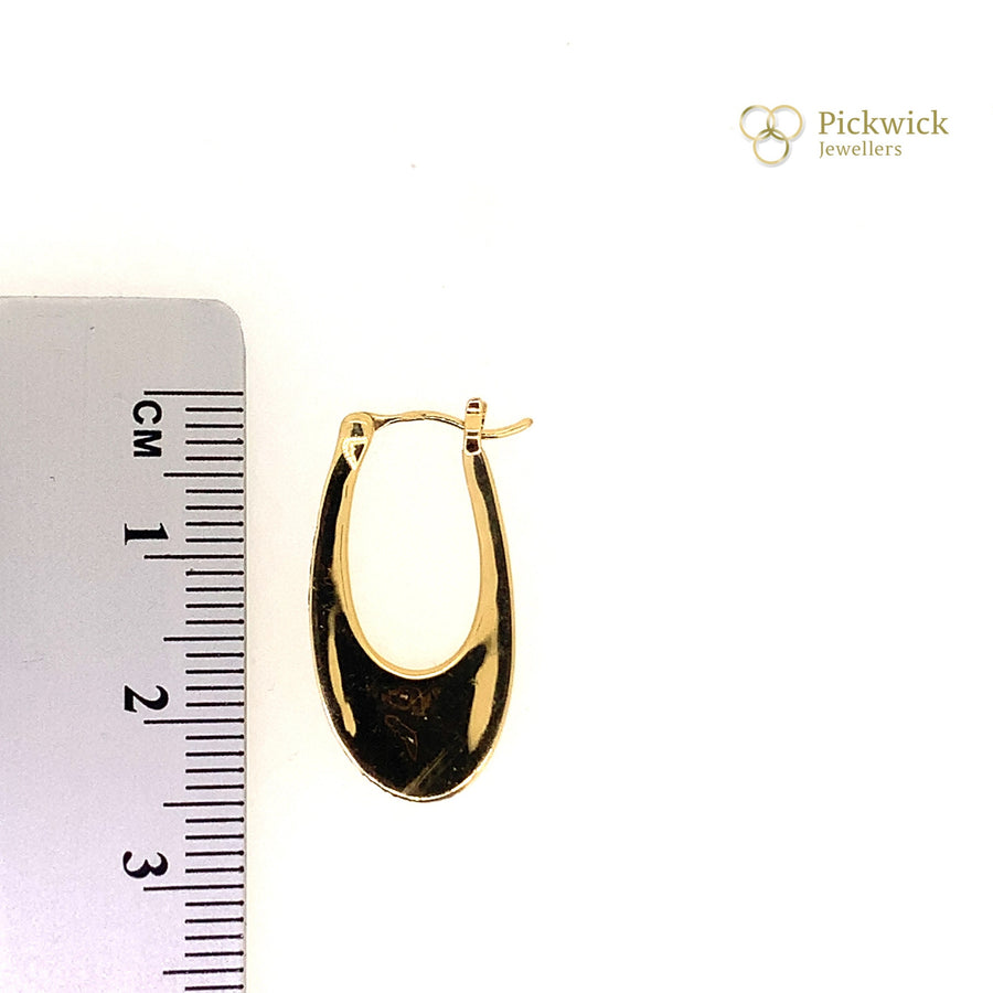 18ct Yellow Gold Diamond Oval Hoops Earrings