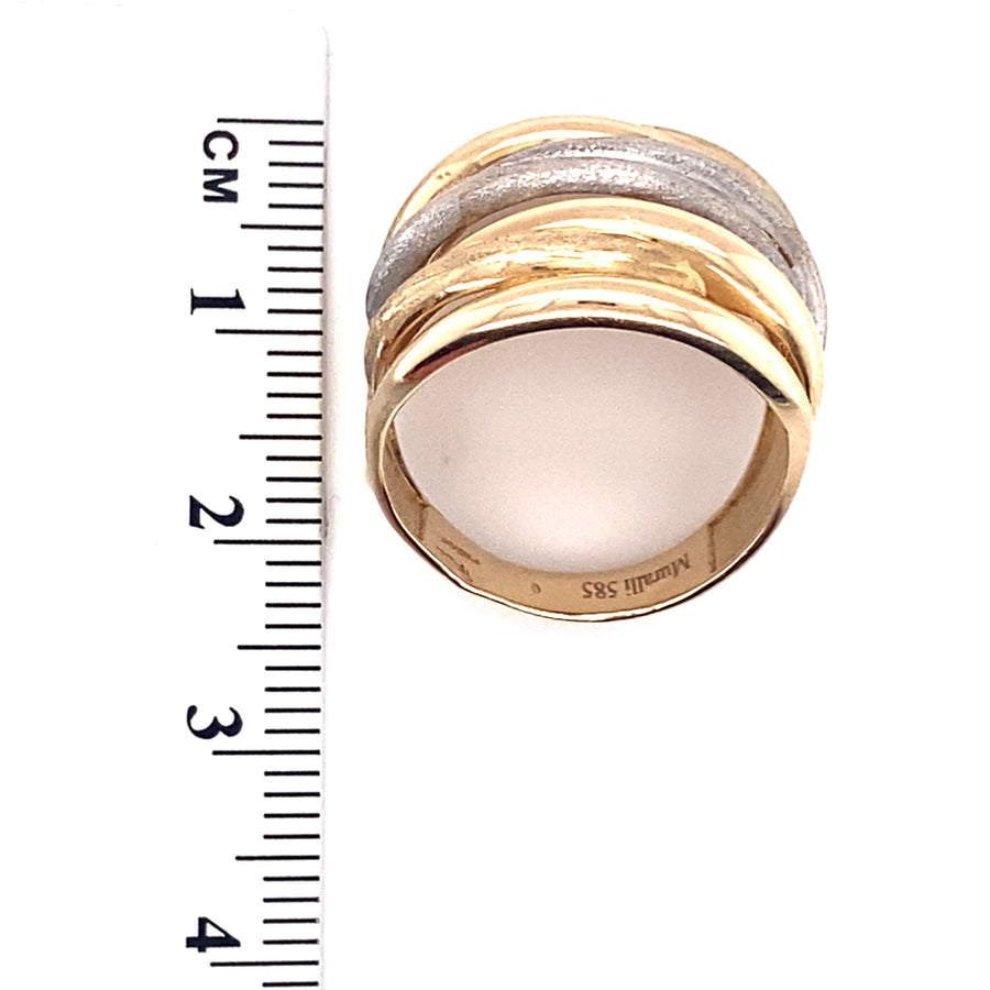 14ct Bi-Colour Gold Multi Hoop Fancy Ring - Size P (NEW!)
