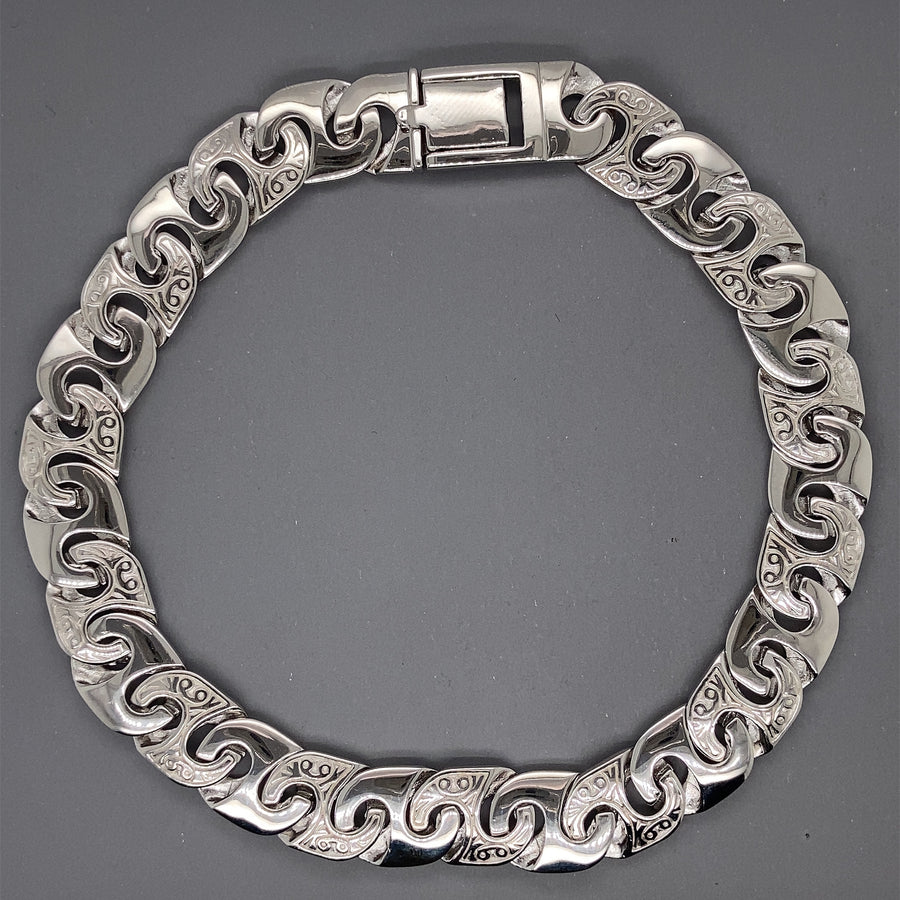Sterling Silver Patterned Fancy Link Bracelet (NEW!)