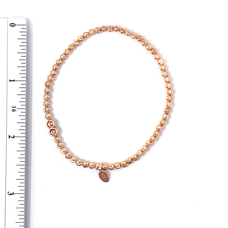 Sterling Silver Rose Tone Stretchy Bead Bracelet (NEW!)