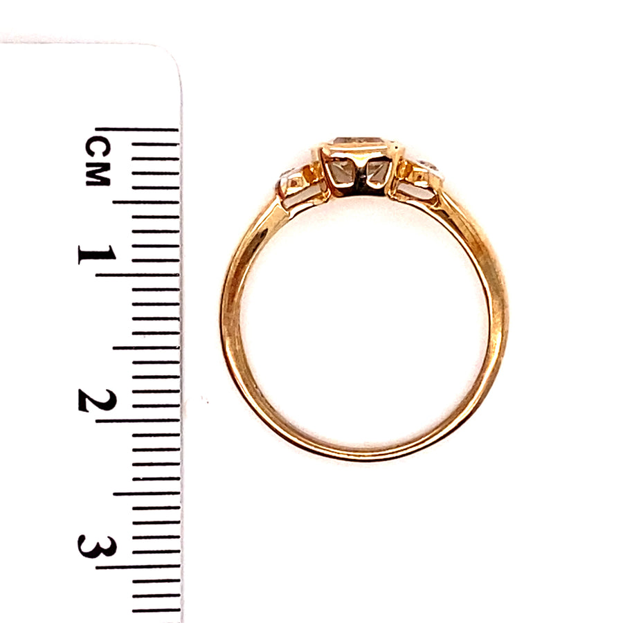 9ct Yellow Gold Goshenite and Zircon Ring - Size M