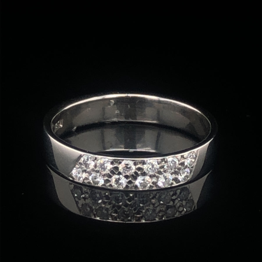 Platinum Diamond Band Ring (c. 0.15-0.20ct) - Size P 1/2