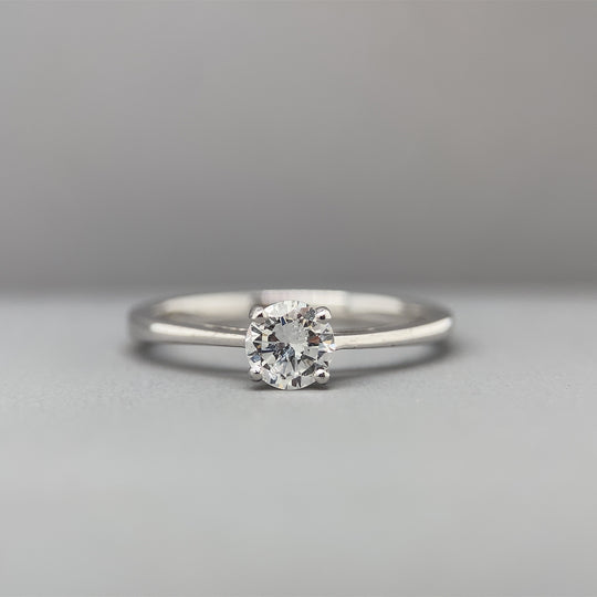 18ct White Gold Diamond Solitaire Ring (c. 0.45ct) - Size N
