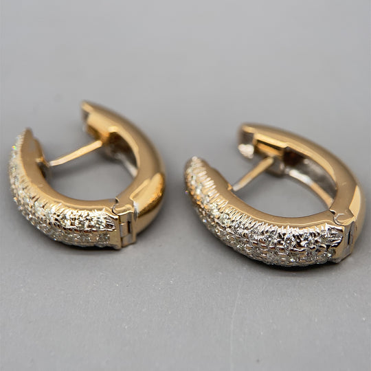 14ct Yellow Gold Diamond Huggie Earrings (c. 0.74ct)