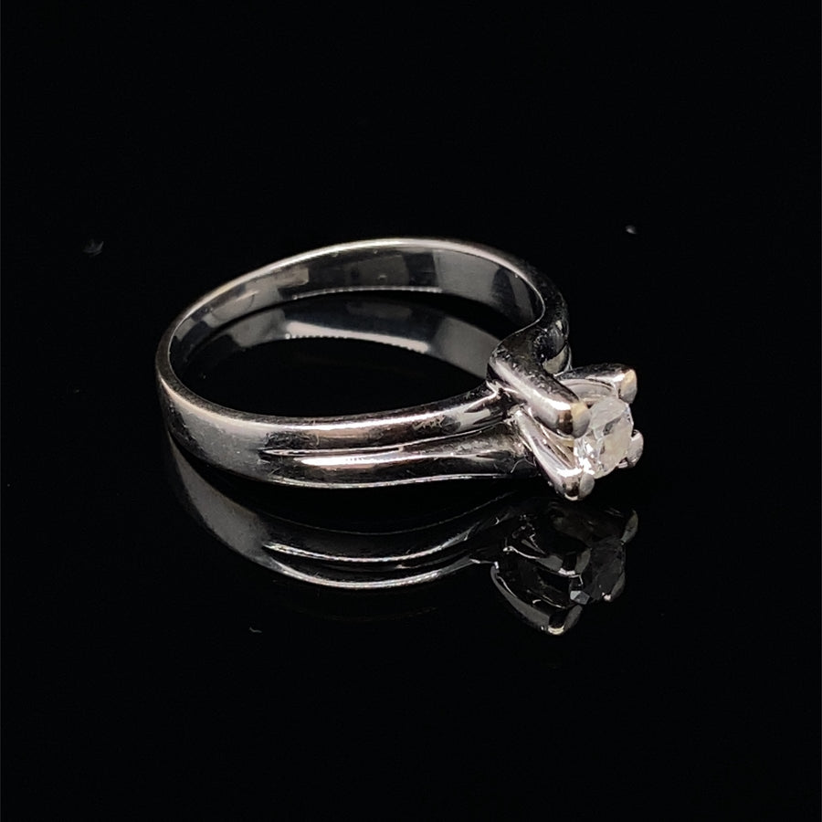 9ct White Gold Single Stone Diamond Ring (c. 0.15-0.20ct) - Size N