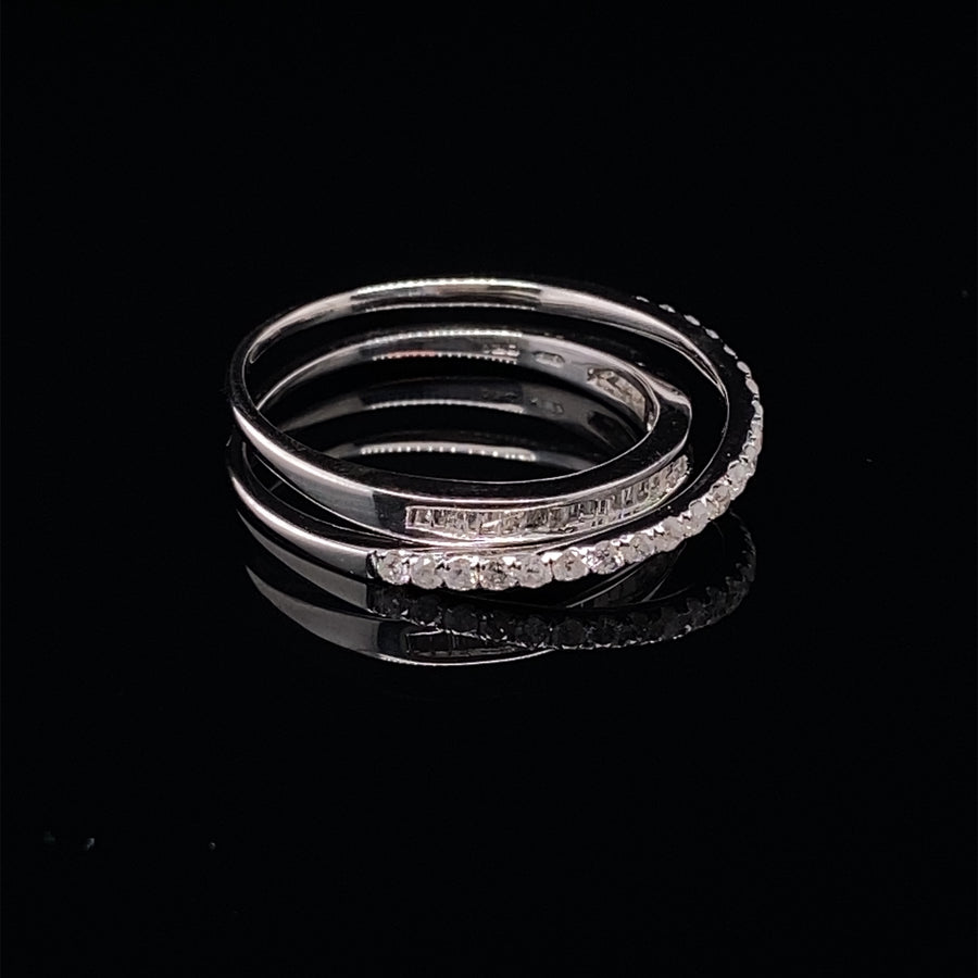 18ct White Gold Crossover Diamond Ring (c. 0.50ct) - Size O
