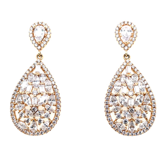 14ct Yellow Gold Cubic Zirconia Peardrop Earrings (NEW!)