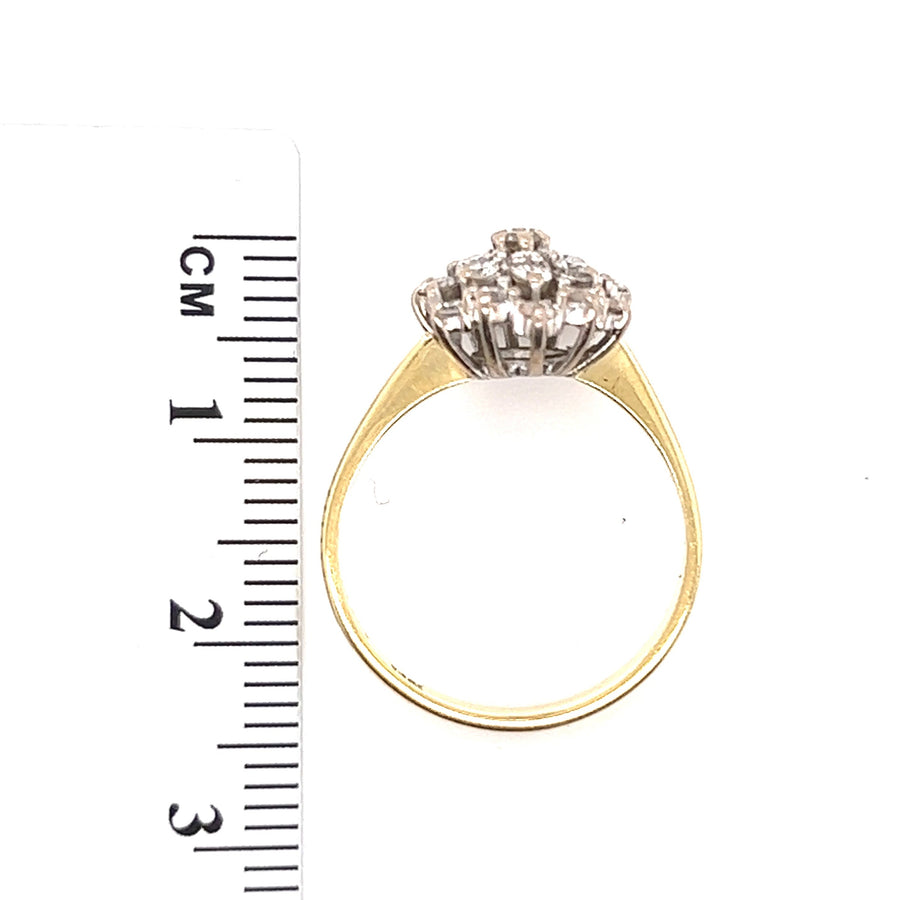 18ct Yellow Gold Diamond Cluster Ring (c. 0.30-0.35ct) - Size L